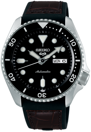 Seiko 5 Sports SKX Automatic Black Dial Black Leather Strap Watch for Men - SRPD55K2 Buy Now By Seiko