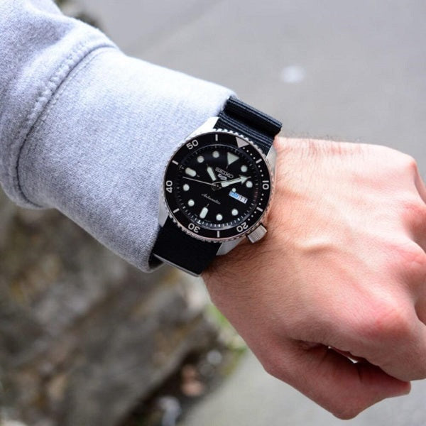 Seiko 5 Sports SKX Automatic Black Dial Black NATO Strap Watch For Men - SRPD55K3 Buy Now By Seiko