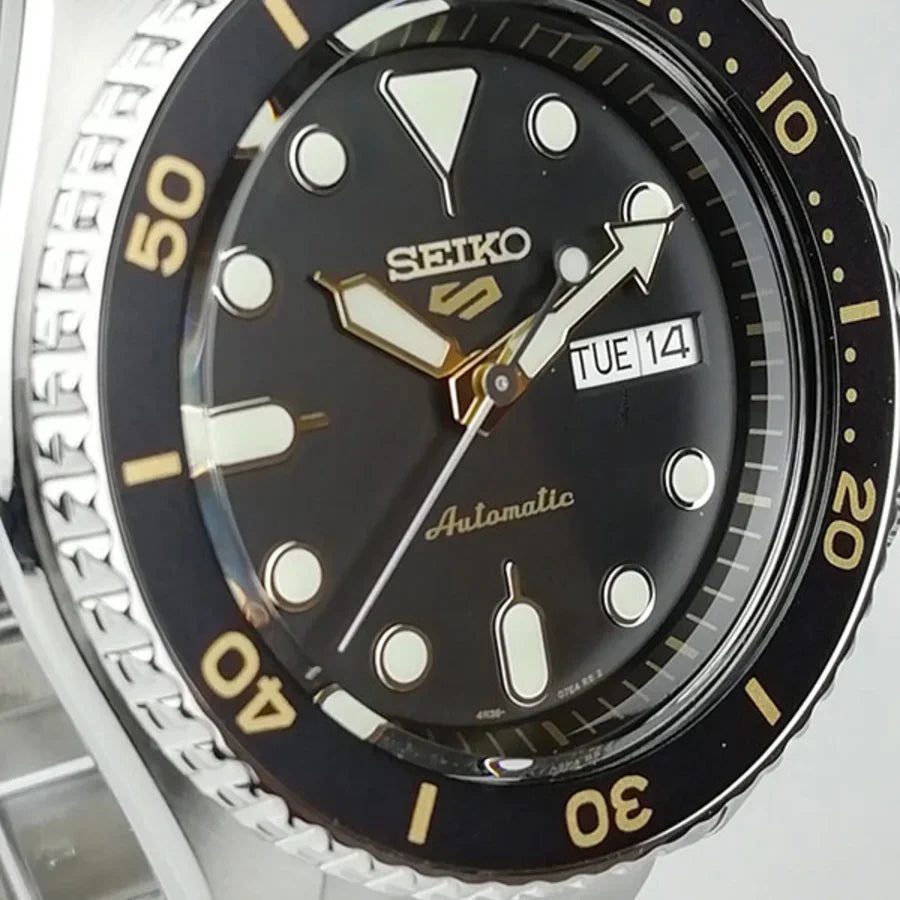 Seiko 5 Sports Automatic Black Dial Silver Steel Strap Watch For Men - SRPD57K1 Buy Now By Seiko