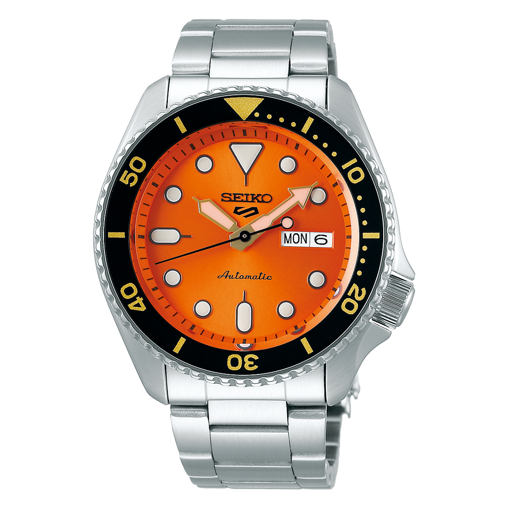 Seiko 5 Sports Automatic Orange Dial Silver Steel Strap Watch For Men - SRPD59K1 Buy Now By Seiko