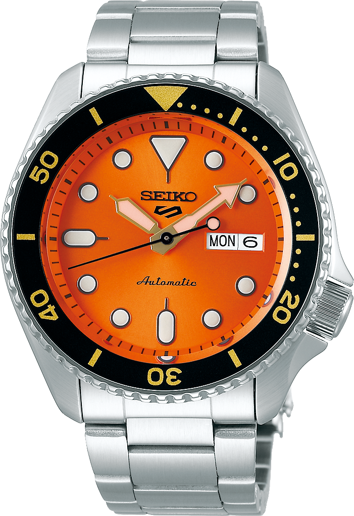 Seiko 5 Sports Automatic Orange Dial Silver Steel Strap Watch For Men - SRPD59K1 Buy Now By Seiko