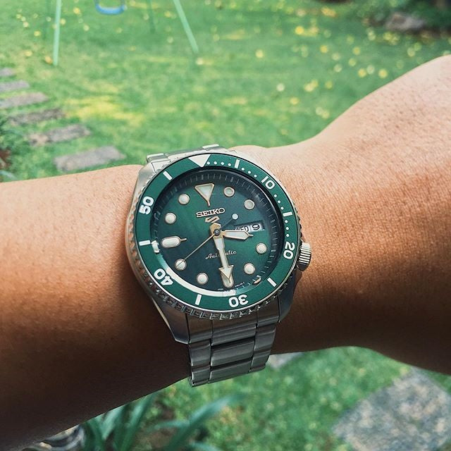 Seiko 5 Sports Automatic Analog Green Dial Silver Steel Strap Watch For Men - SRPD63K1 Buy Now By Seiko