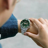 Seiko 5 Sports Automatic Analog Green Dial Silver Steel Strap Watch For Men - SRPD63K1 Buy Now By Seiko
