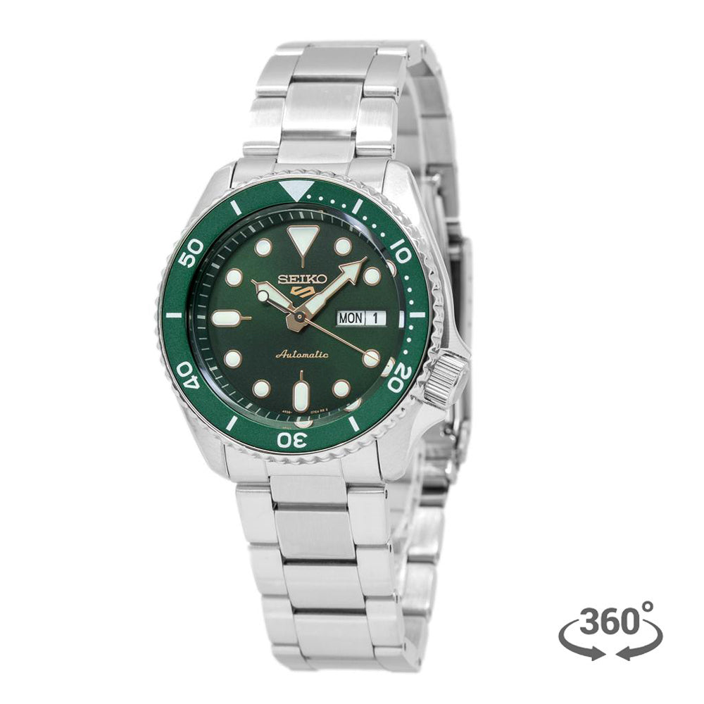 Seiko 5 Sports Automatic Analog Green Dial Silver Steel Strap Watch For Men - SRPD63K1 Buy Now By Seiko