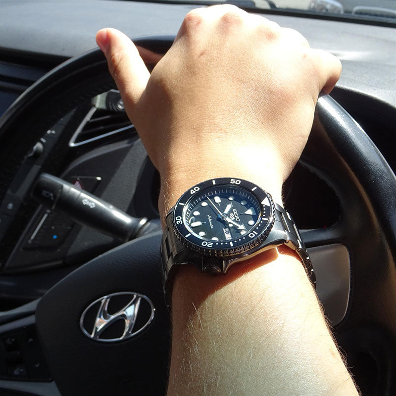 Seiko 5 Sports Automatic Black Dial Black Steel Strap Watch For Men - SRPD65K1 Buy Now By Seiko