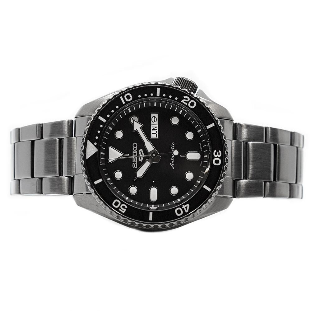 Seiko 5 Sports Automatic Black Dial Black Steel Strap Watch For Men - SRPD65K1 Buy Now By Seiko