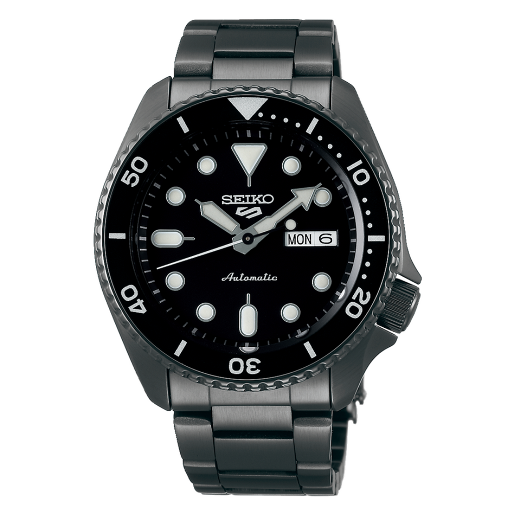 Seiko 5 Sports Automatic Black Dial Black Steel Strap Watch For Men - SRPD65K1 Buy Now By Seiko
