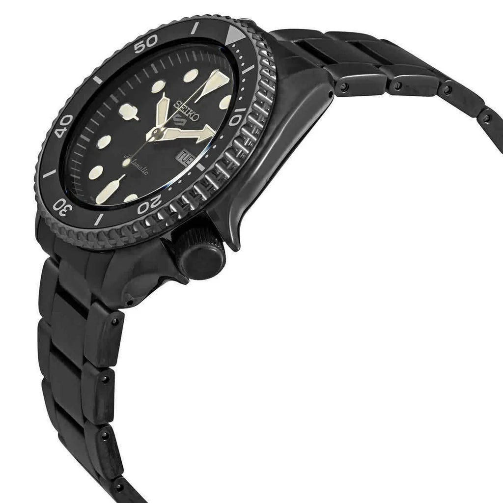Seiko 5 Sports Automatic Black Dial Black Steel Strap Watch For Men - SRPD65K1 Buy Now By Seiko
