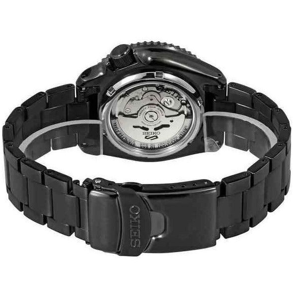 Seiko 5 Sports Automatic Black Dial Black Steel Strap Watch For Men - SRPD65K1 Buy Now By Seiko