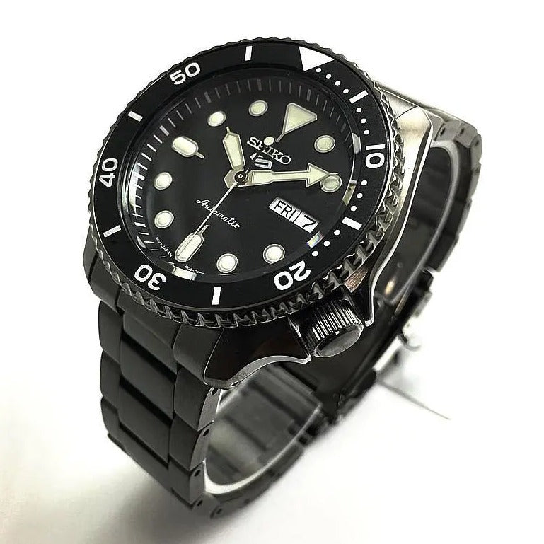 Seiko 5 Sports Automatic Black Dial Black Steel Strap Watch For Men - SRPD65K1 Buy Now By Seiko