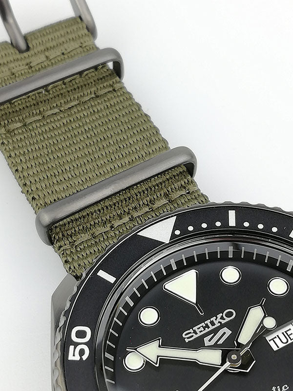 Seiko 5 Sport Automatic Black Dial Green Nylon Strap Watch For Men - SRPD65K4 Buy Now By Seiko