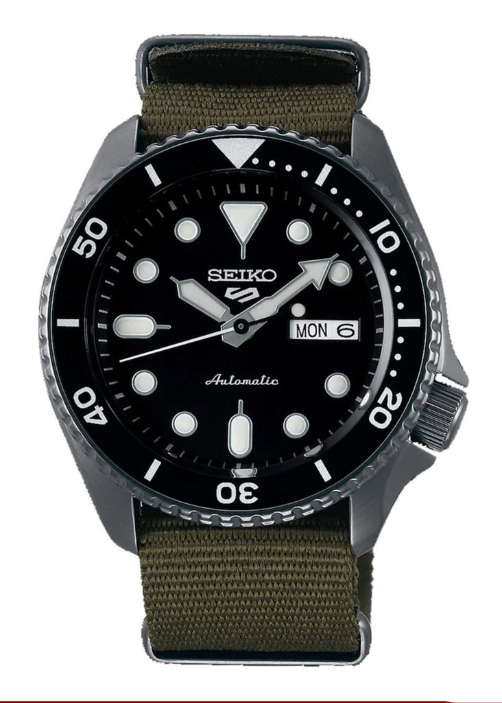 Seiko 5 Sport Automatic Black Dial Green Nylon Strap Watch For Men - SRPD65K4 Buy Now By Seiko