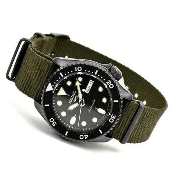 Seiko 5 Sport Automatic Black Dial Green Nylon Strap Watch For Men - SRPD65K4 Buy Now By Seiko