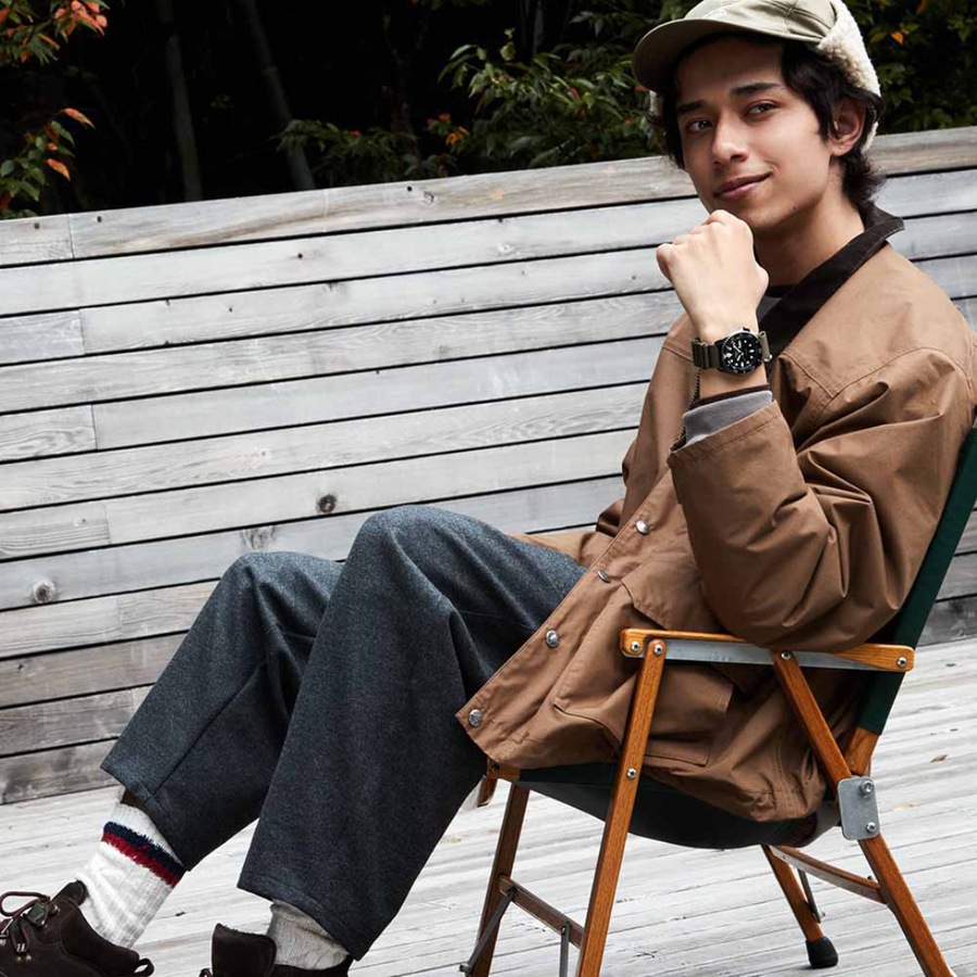 Seiko 5 Sport Automatic Black Dial Green Nylon Strap Watch For Men - SRPD65K4