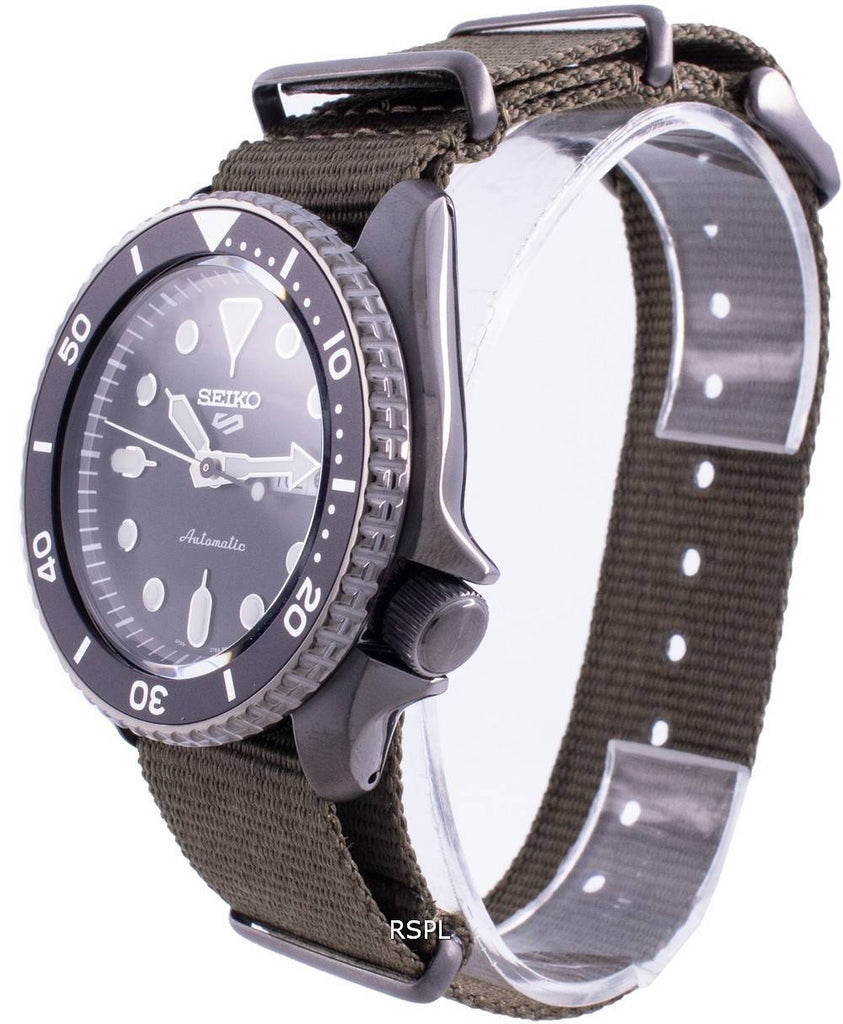 Seiko 5 Sport Automatic Black Dial Green Nylon Strap Watch For Men - SRPD65K4 Buy Now By Seiko