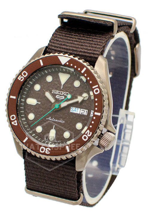 Seiko 5 Sport Automatic Brown Dial Brown Nylon Strap Watch For Men - SRPD85K1 Buy Now By Seiko
