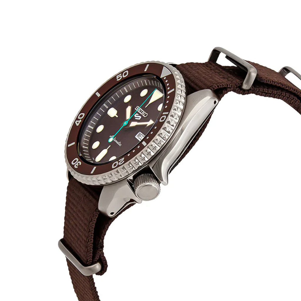 Seiko 5 Sport Automatic Brown Dial Brown Nylon Strap Watch For Men - SRPD85K1 Buy Now By Seiko