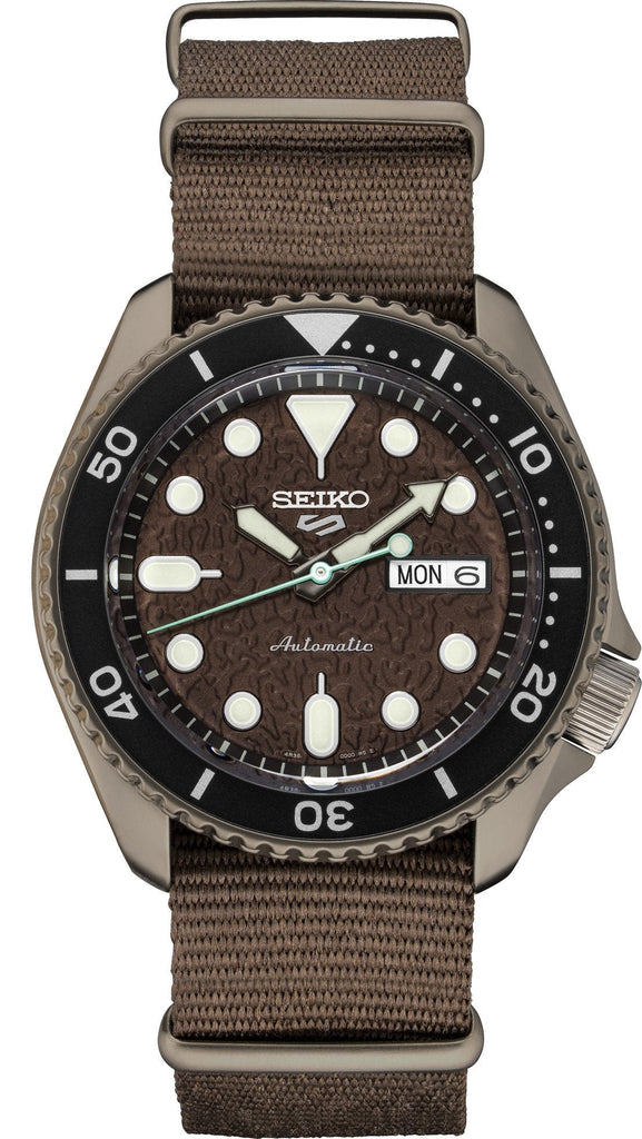 Seiko 5 Sport Automatic Brown Dial Brown Nylon Strap Watch For Men - SRPD85K1 Buy Now By Seiko
