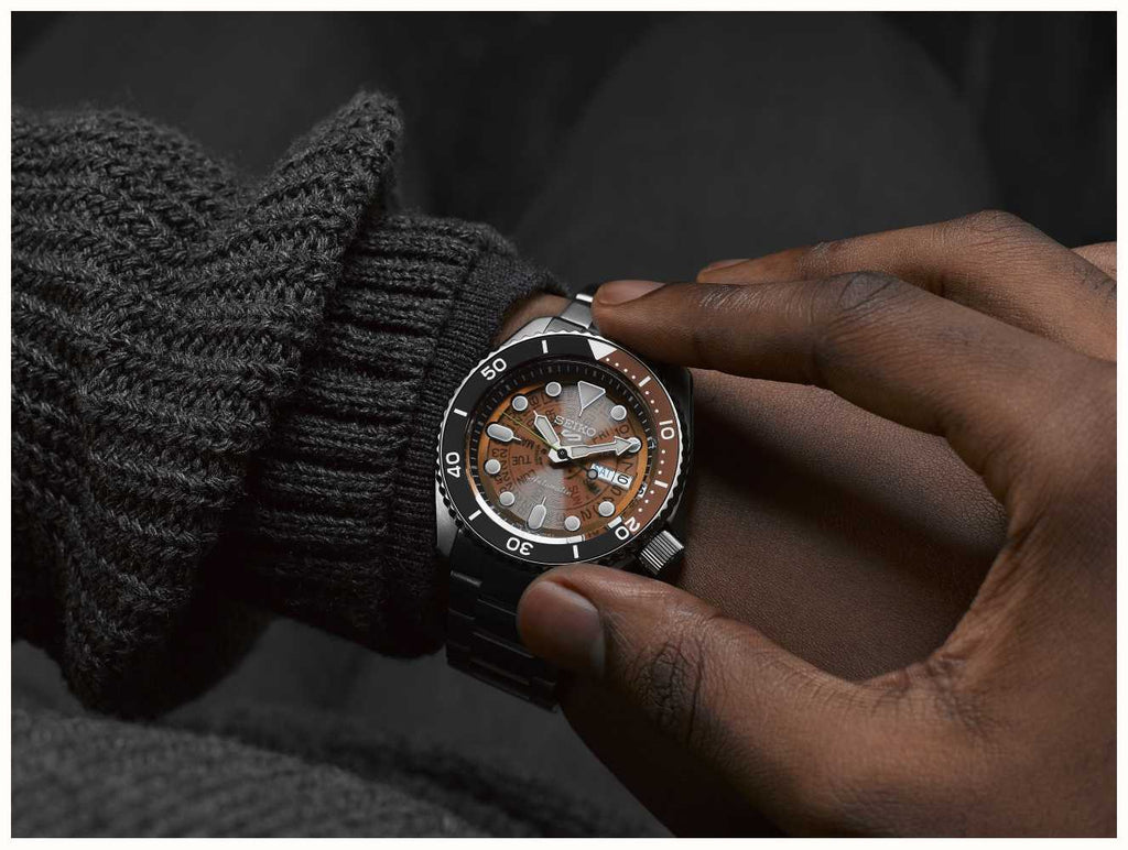 Seiko 5 Sports Sonar Special Edition Brown Dial Silver Steel Strap Watch For Men - SRPJ47K1 Buy Now By Seiko