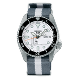 Seiko 5 Sports x Peanuts Surfboard Snoopy Limited Edition White Dial Two Tone NATO Strap Watch For Men - SRPK25K1 Buy Now By Seiko