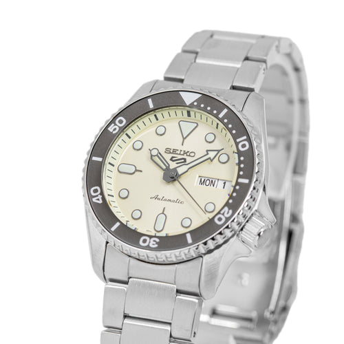 Seiko 5 Sports SKX Automatic Cream Dial Silver Steel Strap Watch For Men - SRPK31K1 Buy Now By Seiko