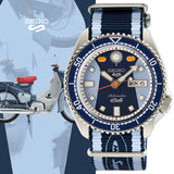 Seiko 5 Sports Honda Super Cub Limited Edition Blue Dial Two Tone NATO Strap Watch For Men - SRPK37K1 Buy Now By Seiko