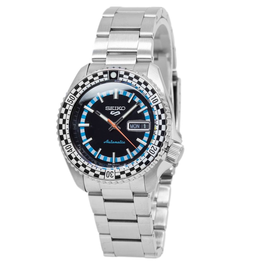 Seiko 5 Sports Checker Flag Special Edition Black Dial Silver Steel Strap Watch For Men - SRPK67K1 Buy Now By Seiko