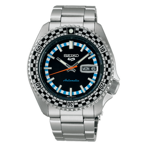 Seiko 5 Sports Checker Flag Special Edition Black Dial Silver Steel Strap Watch For Men - SRPK67K1 Buy Now By Seiko