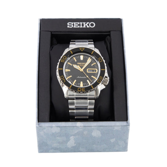 Seiko 5 Sport Automatic SKX Series Black Dial Silver Steel Strap Watch for Men - SRPK99K1