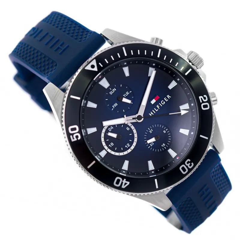 Tommy Hilfiger Larson Chronograph Blue Dial Blue Rubber Strap Watch For Men - 1791920 Buy Now By Tommy Hilfiger