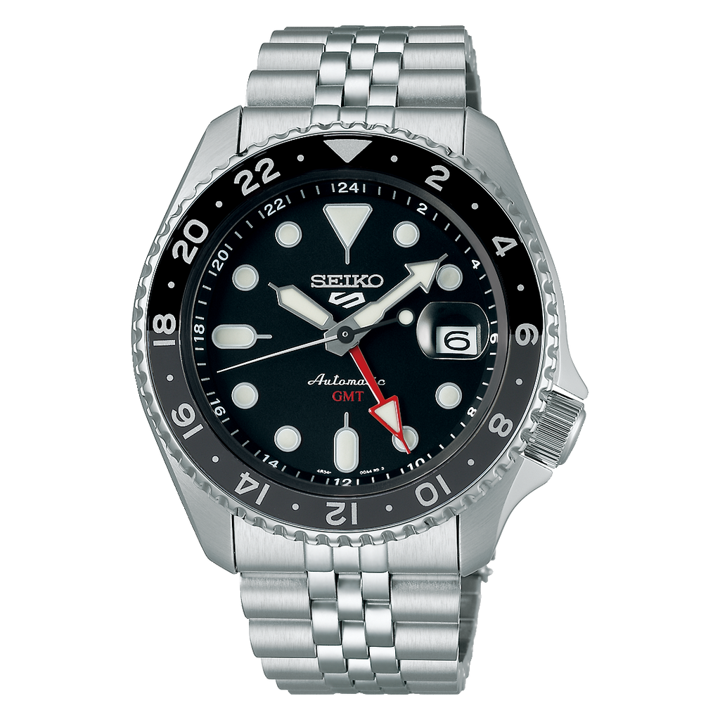Seiko 5 Sports Automatic GMT Black Dial Silver Steel Strap Watch For Men - SSK001K1 Buy Now By Seiko