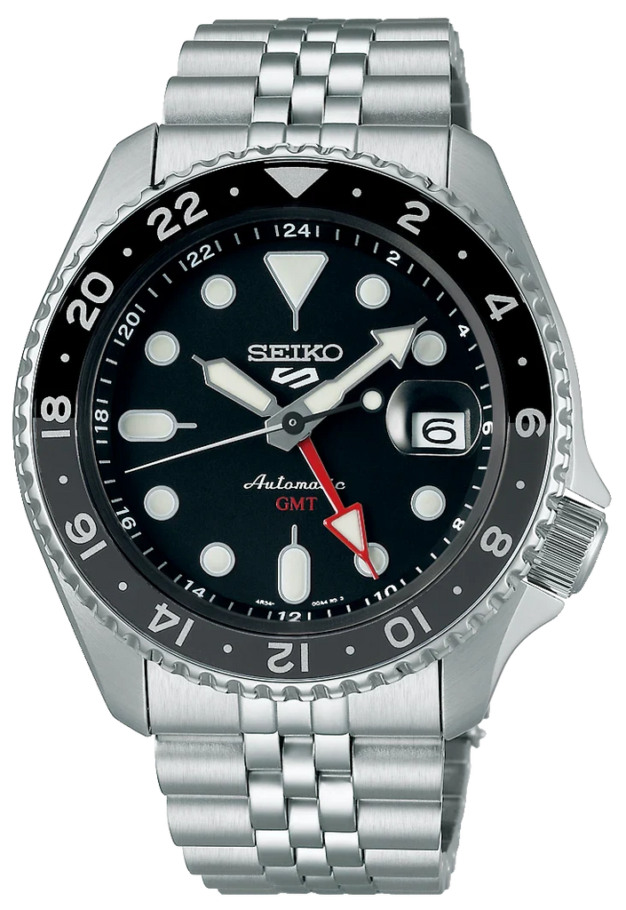 Seiko 5 Sports Automatic GMT Black Dial Silver Steel Strap Watch For Men - SSK001K1 Buy Now By Seiko