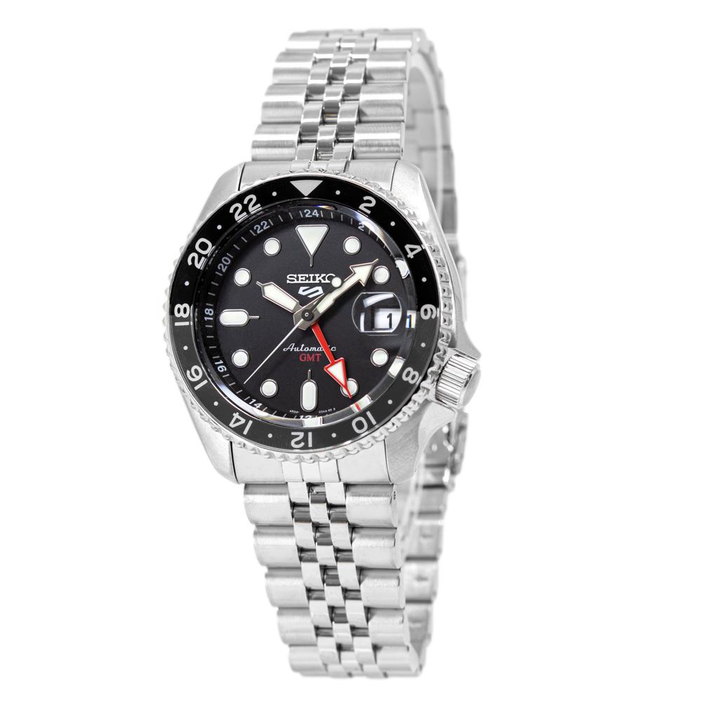 Seiko 5 Sports Automatic GMT Black Dial Silver Steel Strap Watch For Men - SSK001K1 Buy Now By Seiko