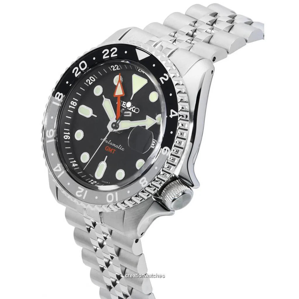 Seiko 5 Sports Automatic GMT Black Dial Silver Steel Strap Watch For Men - SSK001K1 Buy Now By Seiko