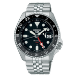 Seiko 5 Sports Automatic GMT Black Dial Silver Steel Strap Watch For Men - SSK001K1 Buy Now By Seiko