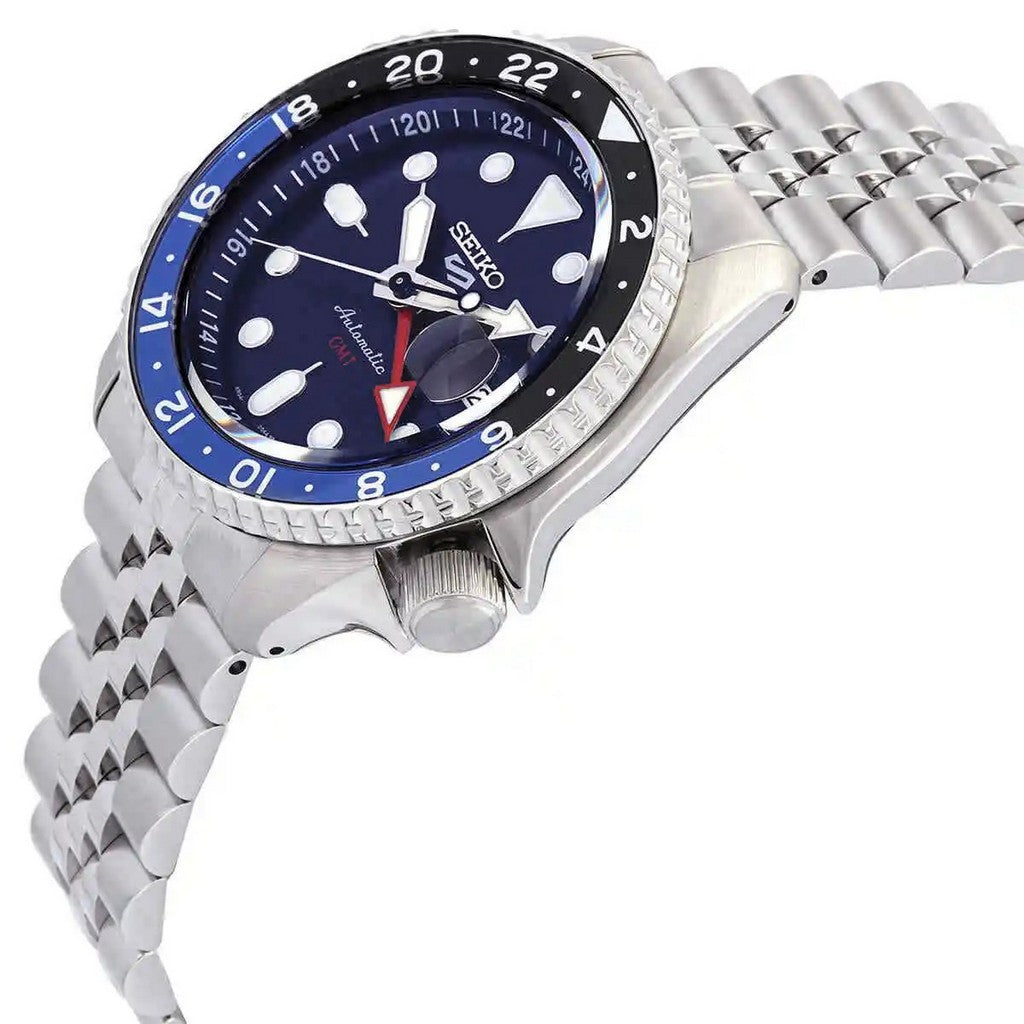 Seiko 5 Sports GMT SKX Automatic Blueberry Dial Silver Steel Strap Watch For Men - SSK003K1 Buy Now By Seiko