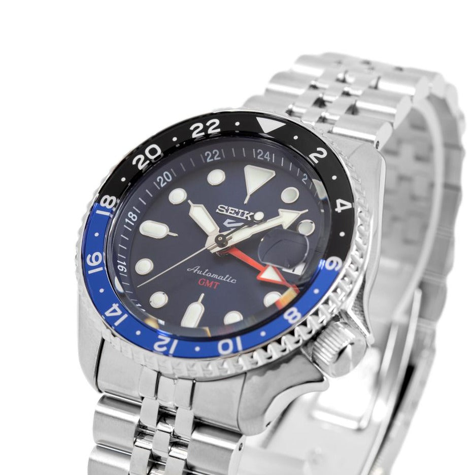 Seiko 5 Sports GMT SKX Automatic Blueberry Dial Silver Steel Strap Watch For Men - SSK003K1 Buy Now By Seiko