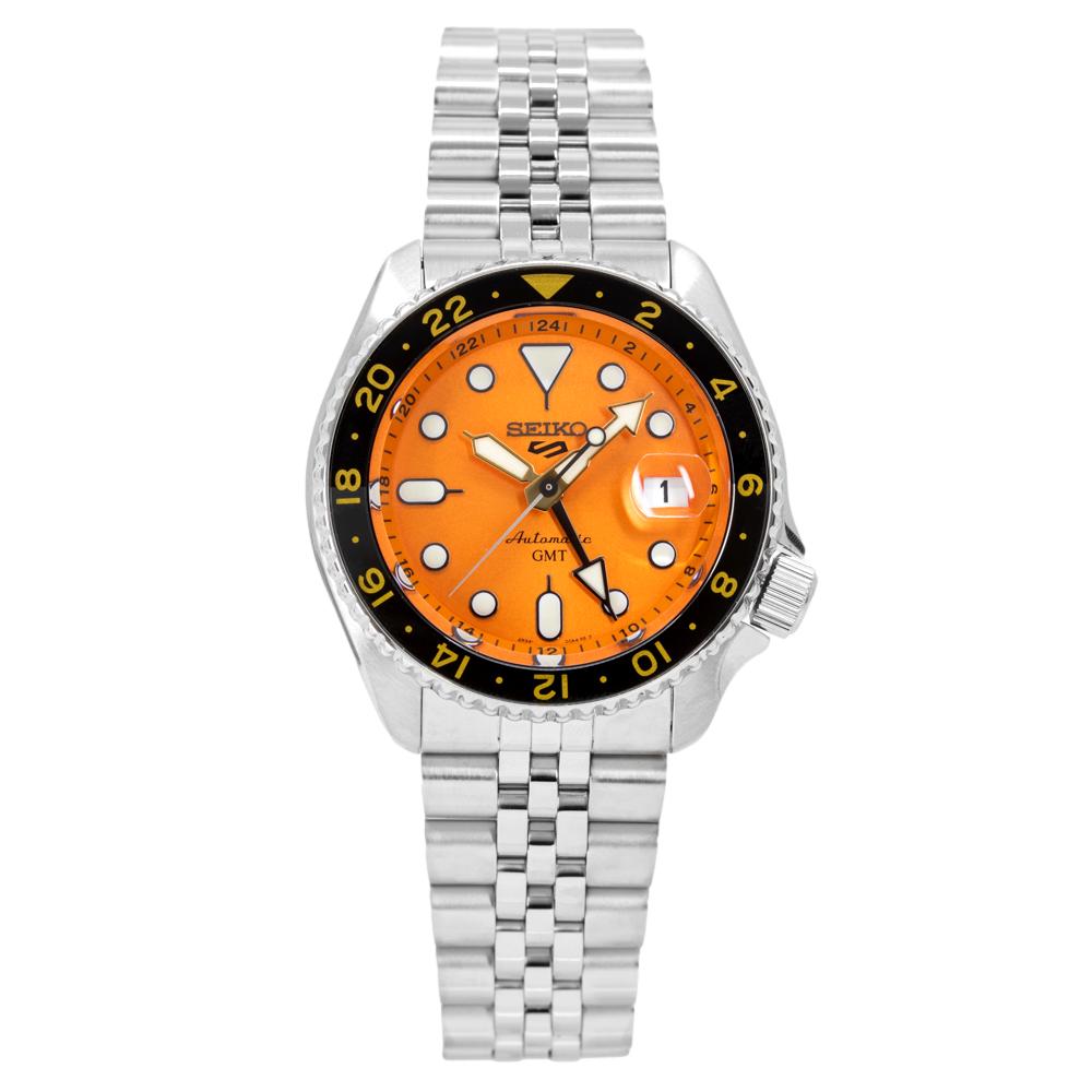 Seiko 5 Sports GMT Automatic Orange Dial Silver Steel Strap Watch For Men - SSK005K1 Buy Now By Seiko