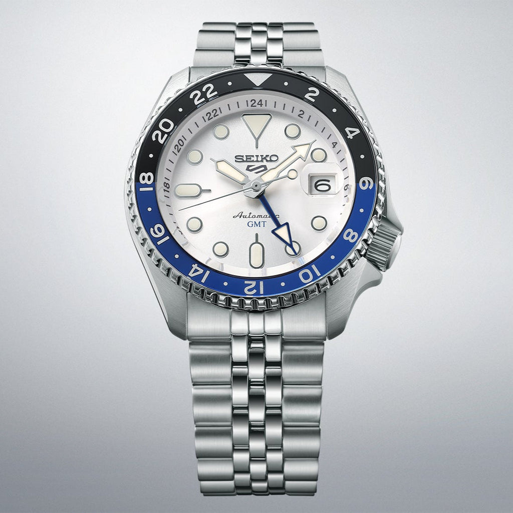 Seiko 5 Sports SKX GMT Automatic Sky Blue Dial Silver Steel Strap Watch For Men - SSK033K1 Buy Now By Seiko