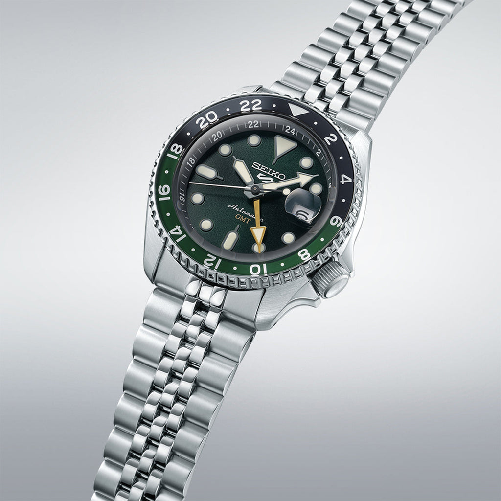 Seiko 5 Sports SKX GMT Automatic Green Dial Silver Steel Strap Watch For Men - SSK035K1 Buy Now By Seiko