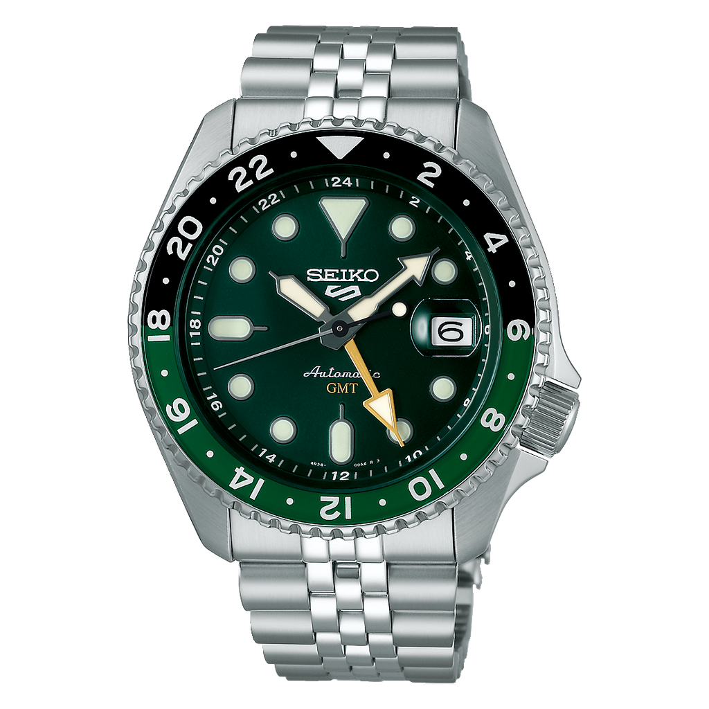 Seiko 5 Sports SKX GMT Automatic Green Dial Silver Steel Strap Watch For Men - SSK035K1 Buy Now By Seiko