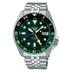 Seiko 5 Sports SKX GMT Automatic Green Dial Silver Steel Strap Watch For Men - SSK035K1 Buy Now By Seiko