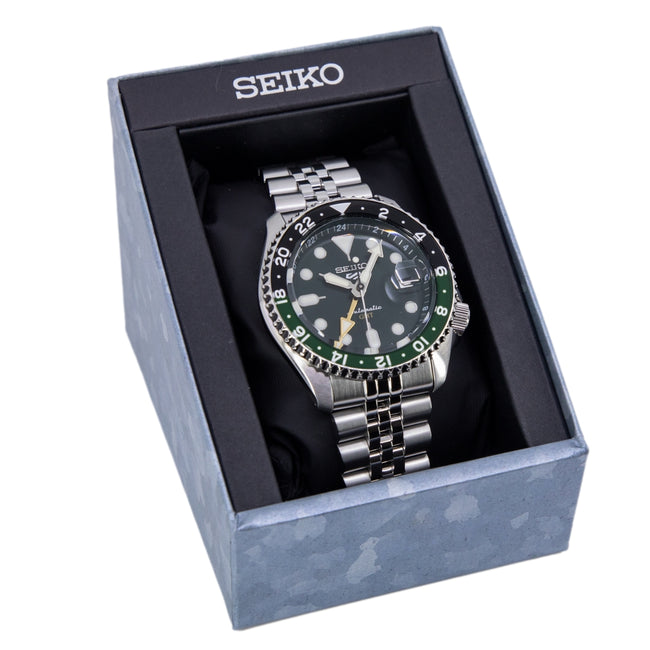 Seiko 5 Sports SKX GMT Automatic Green Dial Silver Steel Strap Watch For Men - SSK035K1 Buy Now By Seiko
