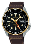 Seiko 5 Sports SKX GMT Automatic Mocha Black Dial Brown Leather Strap Watch For Men - SSK036K1 Buy Now By Seiko