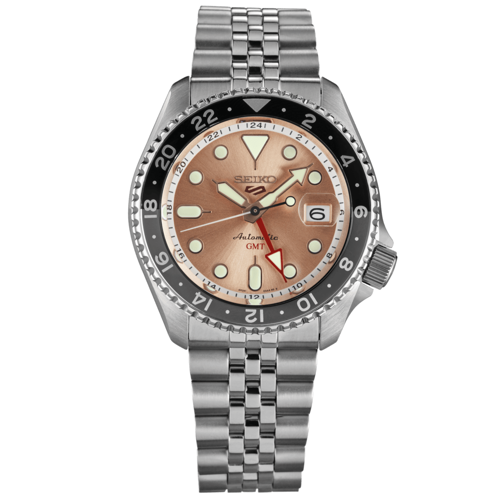 Seiko 5 Sports GMT Thong Sia Limited Edition Brown Dial Silver Steel Strap Watch for Men - SSK043K1 Buy Now By Seiko