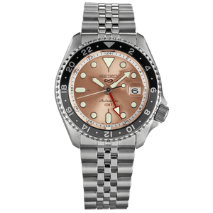 Seiko 5 Sports GMT Thong Sia Limited Edition Brown Dial Silver Steel Strap Watch for Men - SSK043K1 Buy Now By Seiko