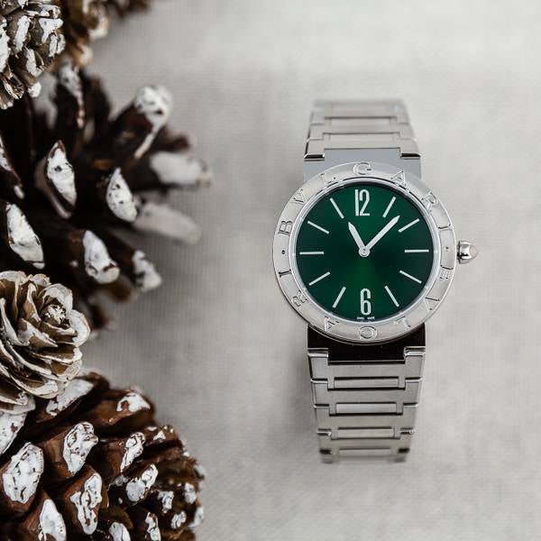 Bvlgari Bvlgari Bvlgari Lady Green Dial Silver Steel Strap Watch for Women - BVLGARI103693 Buy Now By Bvlgari