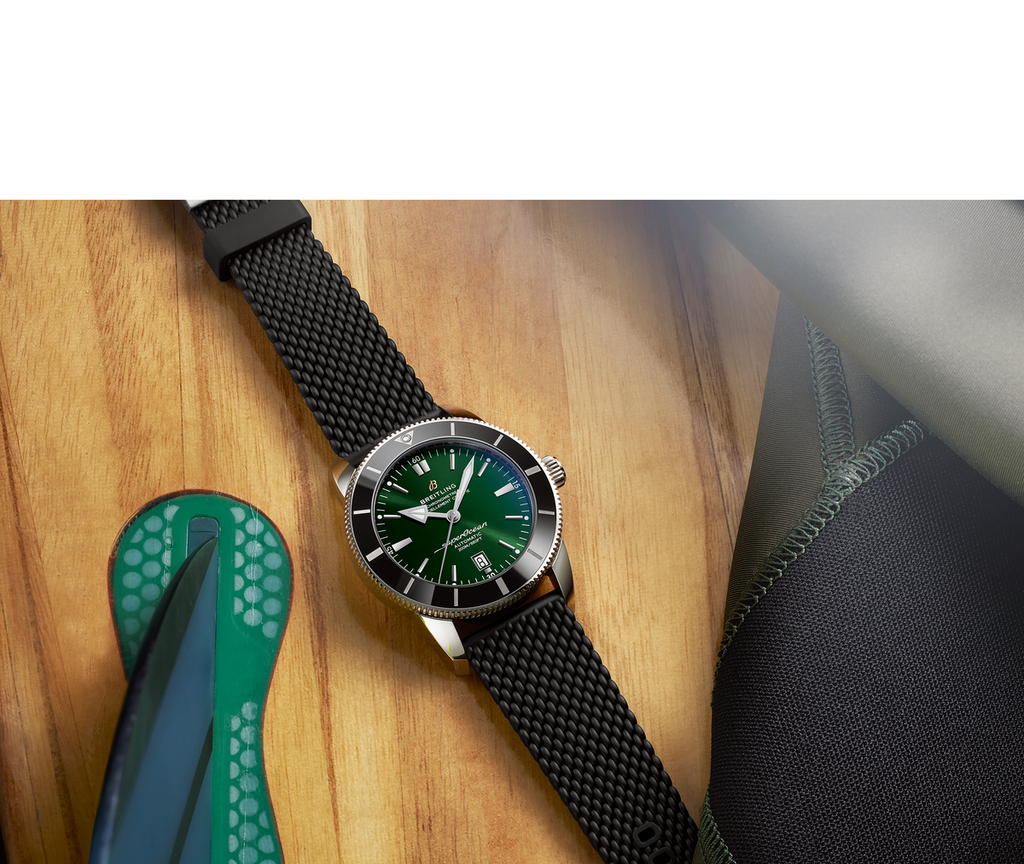 Breitling Superocean Heritage B20 Automatic 46 Green Dial Black Mesh Bracelet Watch for Men - AB2020121L1S1 Buy Now By Breitling