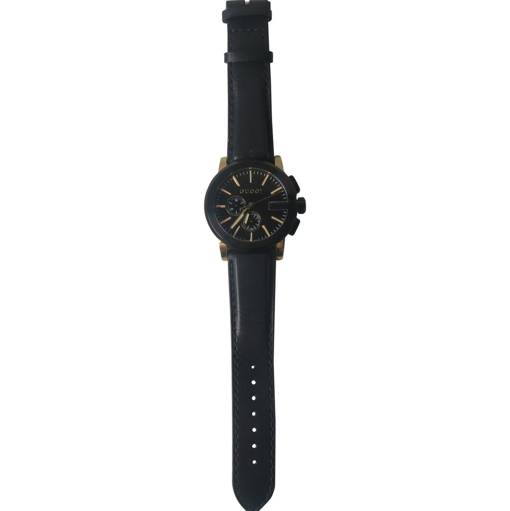 Gucci G Chrono Black Dial Black Leather Strap Watch For Men - YA101203 Buy Now By Gucci