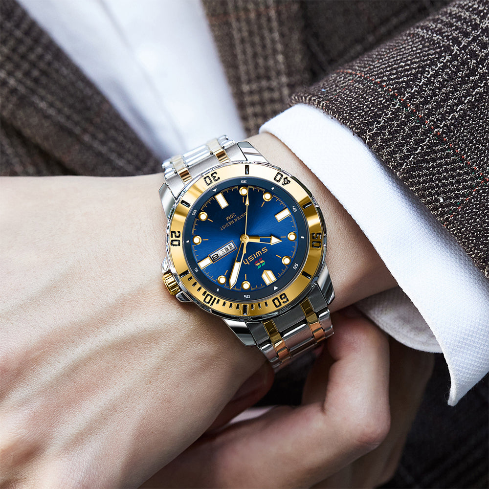 Versace Hellenyium GMT Blue Dial Two Tone Steel Strap Watch for Men - V11060017 Buy Now By Versace